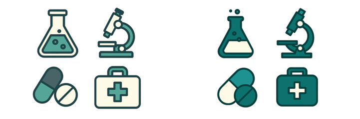 Obraz premium Vector art of lab equipment and medical supplies