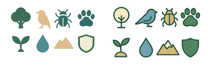 Obraz premium Unique vector illustrations of nature-themed icons for design projects