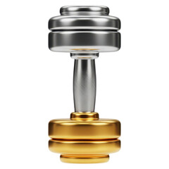 Metallic Dumbbell: Fitness Equipment isolated on transparent background