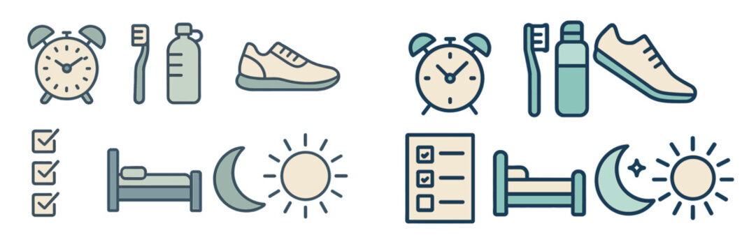 Daily routine elements for morning and nighttime activities