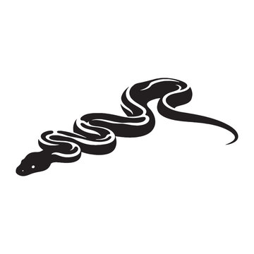 Distinctive Python Silhouette Depicting Bold Black Form &ndash; Python Vector Design &ndash; Black Vector of Python &ndash; Snake Vector