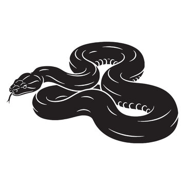 Premium Python Silhouette Showing Defined Snake Outline &ndash; Python Vector Graphic &ndash; Black Vector of Python &ndash; Snake Vector