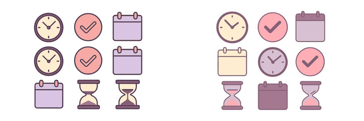 Colorful vector illustration of time management concepts and tools