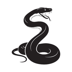 Smooth Python Silhouette Expressing Predator Power – Python Vector Design – Black Vector of Python – Snake Vector