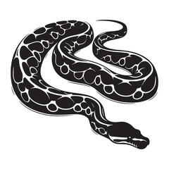 Refined Python Silhouette Depicting Giant Snake Form – Python Vector Graphic – Black Vector of Python – Snake Vector