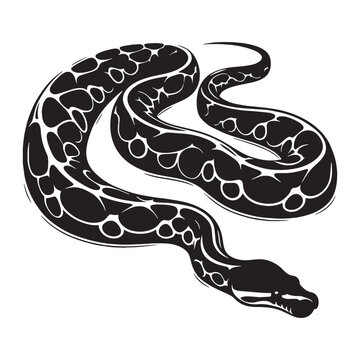 Refined Python Silhouette Depicting Giant Snake Form &ndash; Python Vector Graphic &ndash; Black Vector of Python &ndash; Snake Vector