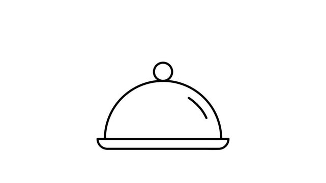serving or side dish icon animation in outline style for restaurant menu symbol, food service icon animated.