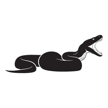 Minimalist Python Silhouette Showing Defined Body Curve &ndash; Python Vector Design &ndash; Black Vector of Python &ndash; Snake Vector