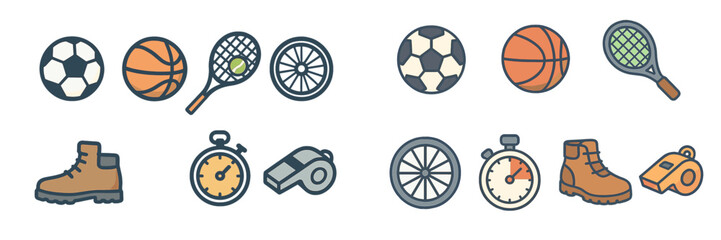 Obraz premium Collection of sports equipment icons in vector design
