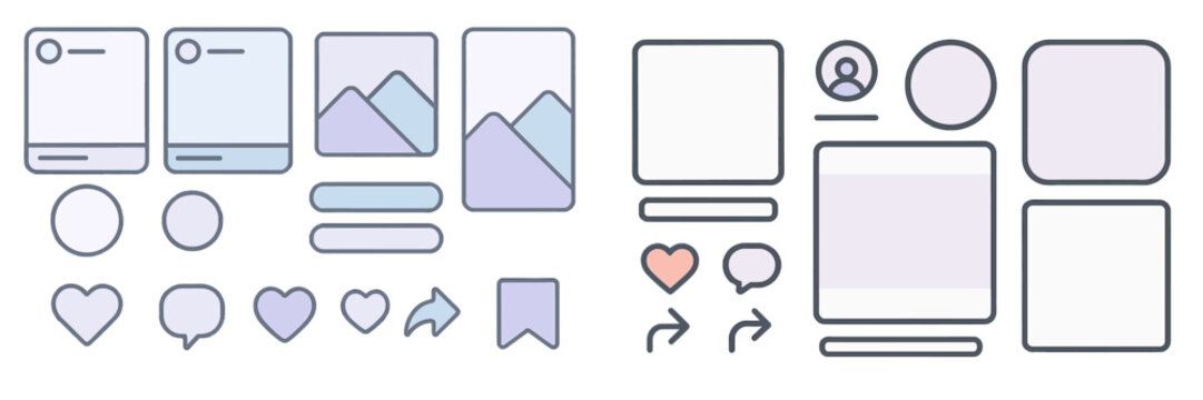 Vector illustration of social media interface elements for design