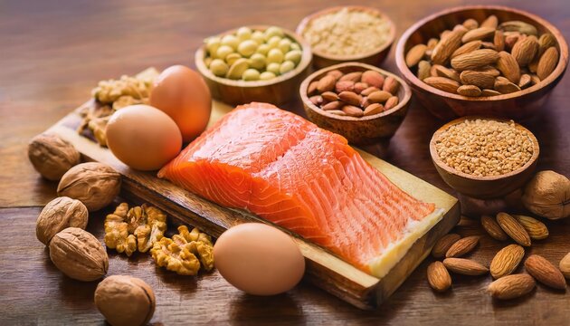 Explore biotin rich foods for strong and healthy hair with a detailed illustration of nutritious ingredients