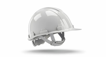 Fototapeta premium White Industrial Hard Hat for Construction Safety Isolated on White Background