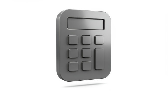 3D Render of a Stylized Digital Calculator with a Glossy Metal Finish
