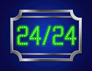 Panneau lumineux LED vert affichant 24/24