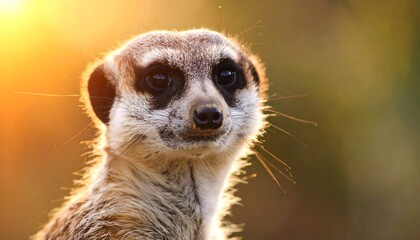 Close-up meerkat in golden light