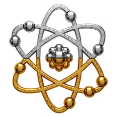 Atomic Model: Gold and Silver Electron Configuration isolated on transparent background