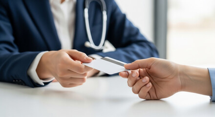 Healthcare Payment Transaction: Patient Handing Card to Medical Professional