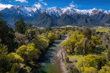 Aerial View Of Scenic Mountain Valley River