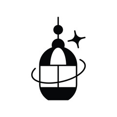 Lantern glyph icon with white background vector stock illustration