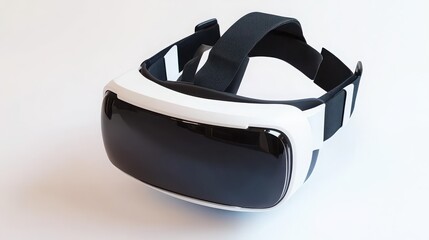 Close up of a black and white virtual reality headset vr