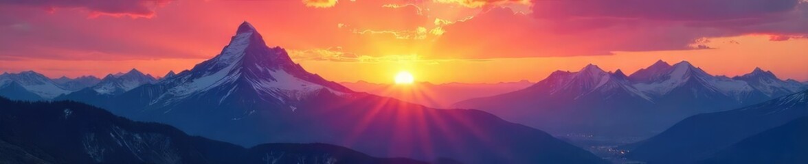 Obraz premium Majestic Mountain Sunset Inspiring Outdoor Adventure & Travel Photography