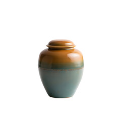 Elegant Lidded Ceramic Urn with Two-Tone Glaze and Subtle Textured Band