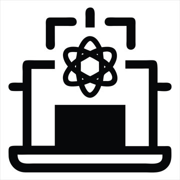 The quantum computing icon for optimization problems explores advanced algorithms and superposition states representing future technology and innovation. Line drawing, sketch, outline, sign, vector