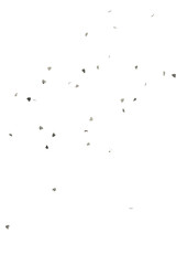 paper and foil confetti in the shape of hearts, gold and silver, isolated on a white background