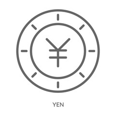 Yen Icon Line Style. Design Vector Illustration