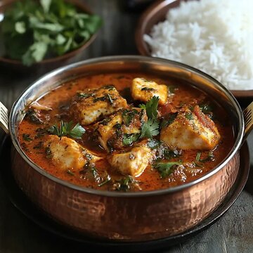 indian recipe of pandhi meen kulambu  in a traditional bowl video