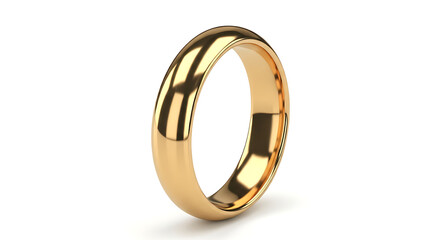 A polished gold wedding band, simple design, classic style.