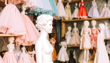Fototapeta premium Mannequin in a vintage dress shop