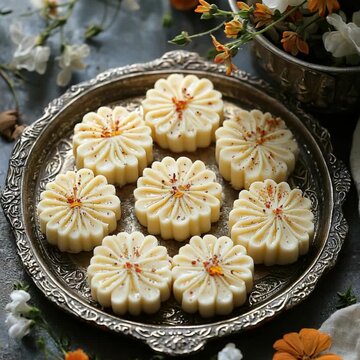 sandesh indian dessert on a tradtional plate video