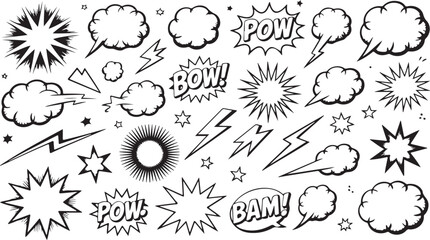 Comic Pop Art Speech Bubbles and Explosions veactor