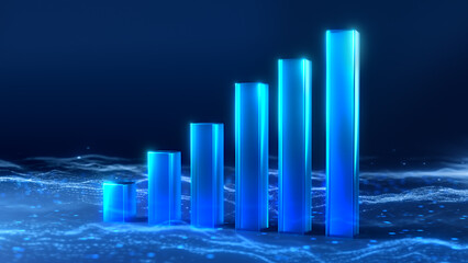 Business analytics  uptrend line graphs and financial chart investment.Stock growth graph chart and analysis of financial exchange stock market and economic data business investment.