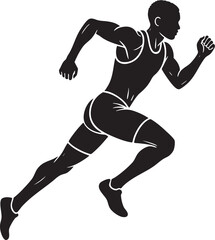 Dynamic Running Pose Athlete Silhouette Vector

