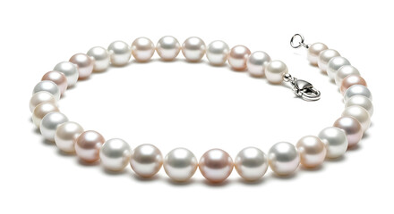 Obraz premium Elegant pearl necklace with clasp, showcasing lustrous white and pink pearls.