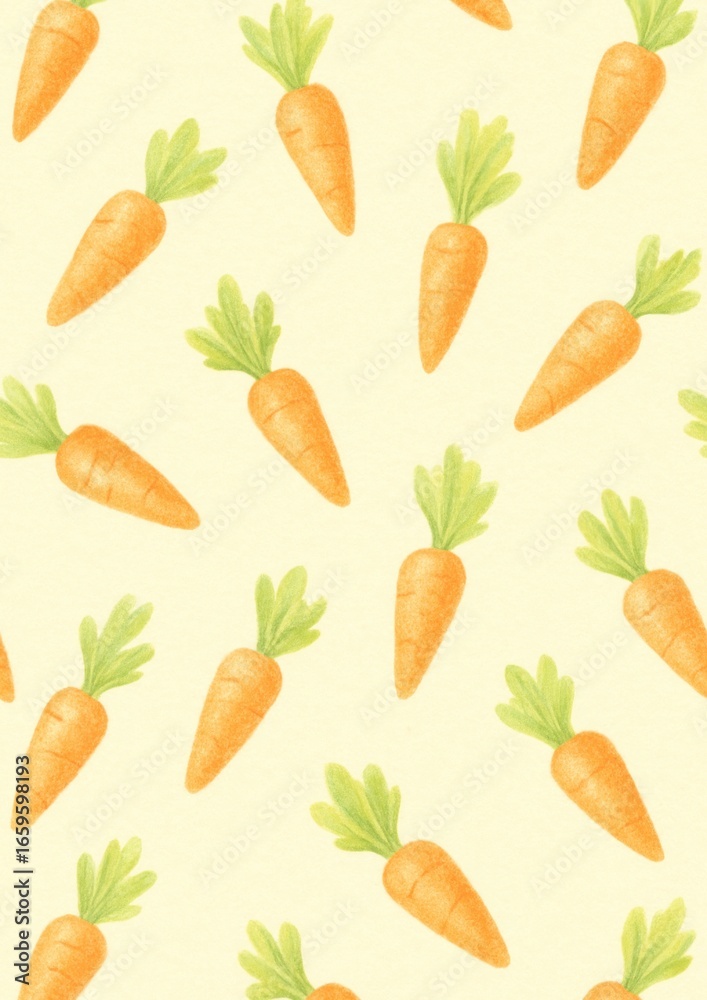 Canvas Prints whimsical carrot pattern illustration.