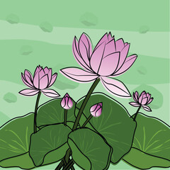 lotus bloom icon illustration background