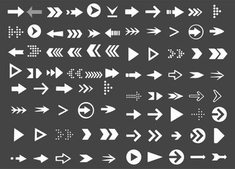 Arrows set of 100 plas icons. Arrow icon. Arrow vector collection. Arrow. Cursor. Modern simple arrows. Vector illustration eps file
