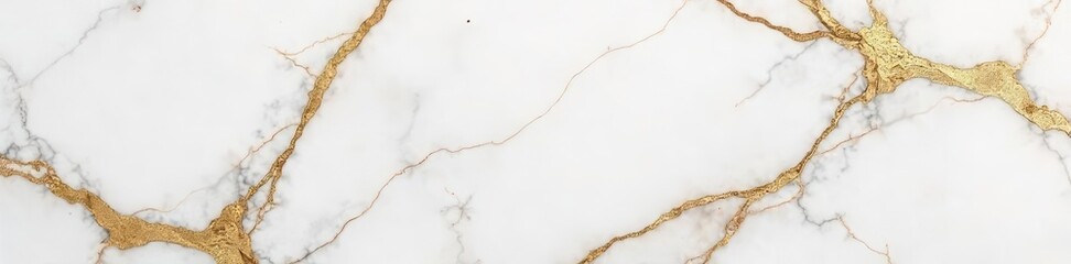 Elegant white and gold veined marble, luxurious surface, gold, white