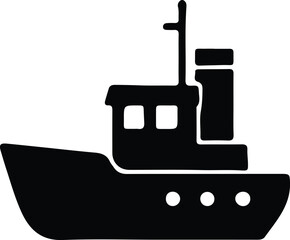 Vector Simple towboat ship silhouette Illustrator