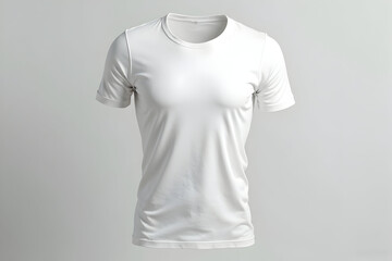 White T-shirt Mockup on a Neutral Background for Clothing Design Showcase