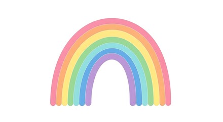 Fototapeta premium A brightly colored illustration of a rainbow paper shape on a cloudy summer sky