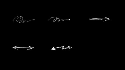 Animated arrows vector set. 6 pieces and hand drawn