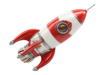 An eye-level shot of a beautifully crafted rocket, a symbol of innovation and the boundless spirit of exploration, against the vast expanse, celebrating ingenuity. 