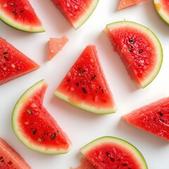 Fresh Watermelon Slices on White Background