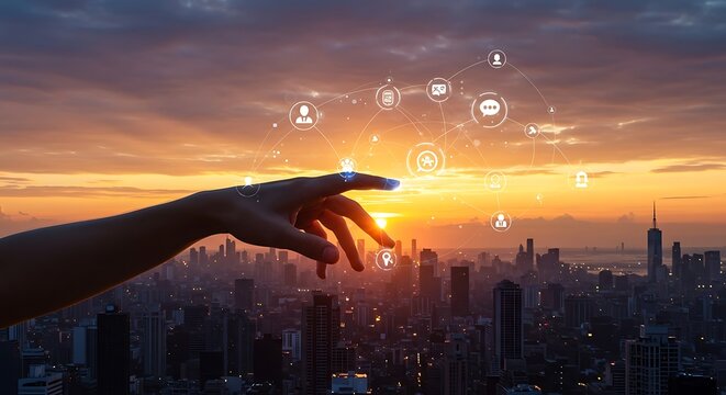 Concept of social network, digital marketing, and team building