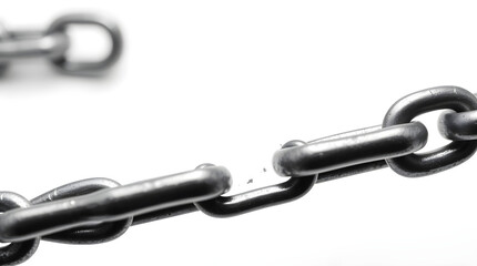 Obraz premium Metal chain is breaking showing weakness on white background