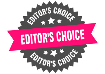 editor's choice. editor's choice round pink label isolated on transparent background